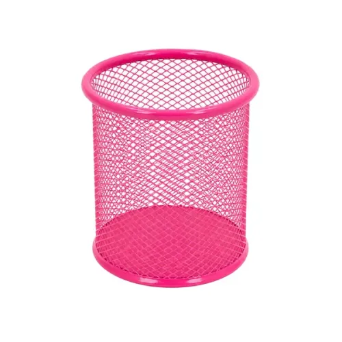 Склянка для ручок 562001-Pink металева, кругла, 9,5х7,5см