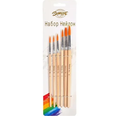 Набір пензликів круглих 6 шт «Нейлон» Barogue 764W/24-4