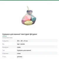 Іграшки для ванної текстурні фігурки