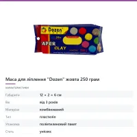 Маса для ліплення «Dozen» жовта 250 грам