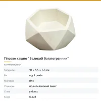 Гіпсове кашпо «Великий багатогранник»